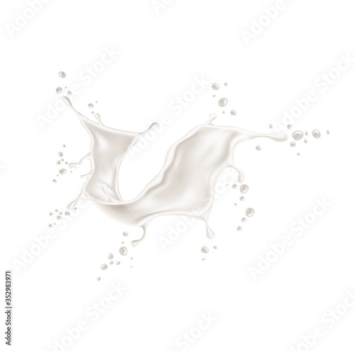 Vector realistic milk yogurt splash dairy design