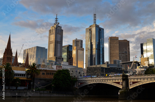 Nice landscape with buildings and bridge in Melbourne