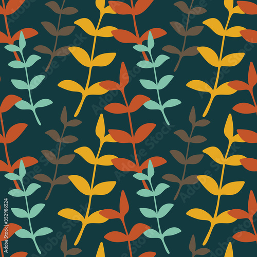 seamless repeating pattern with colorful plants. vector illustration