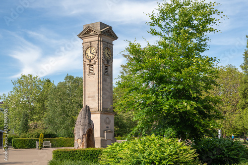 Clock tower in Royal Pump Gardens in Leamington Spa