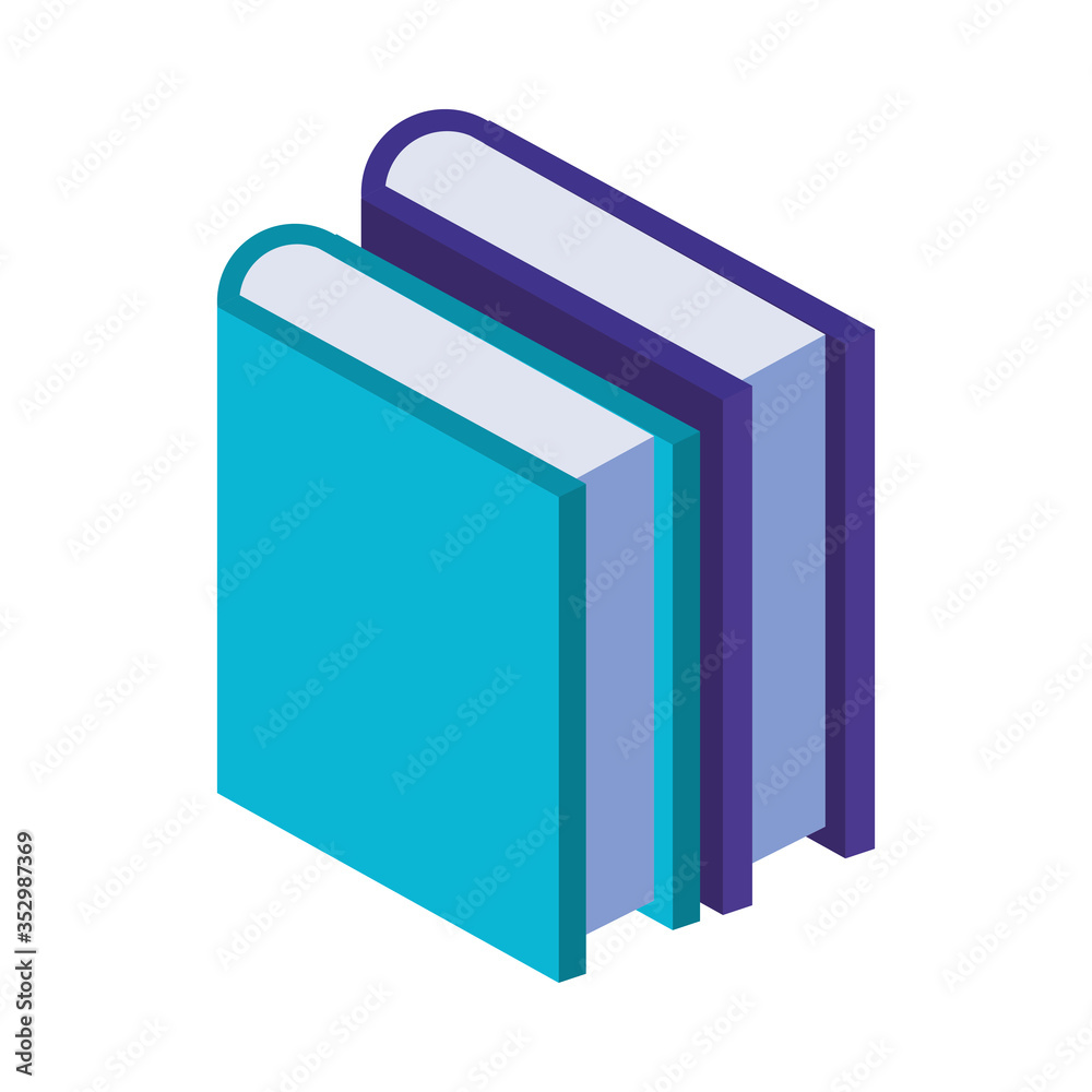 text books library isometric icons