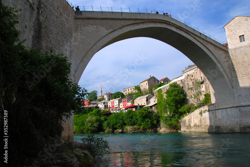 mosque and old bridge of Mostar in Bosnia Herzegovina © mikesch112