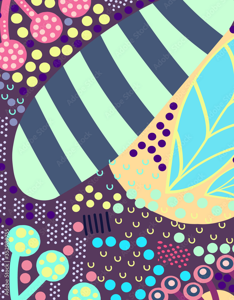 Obraz premium Artistic header with flowers and leaves. Graphic design. Hand drawn texture.