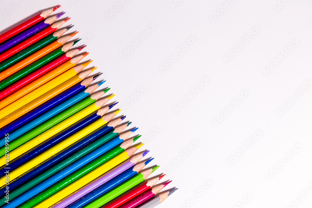 Color pencils isolated on white background close up Color pencils isolated on white background close up