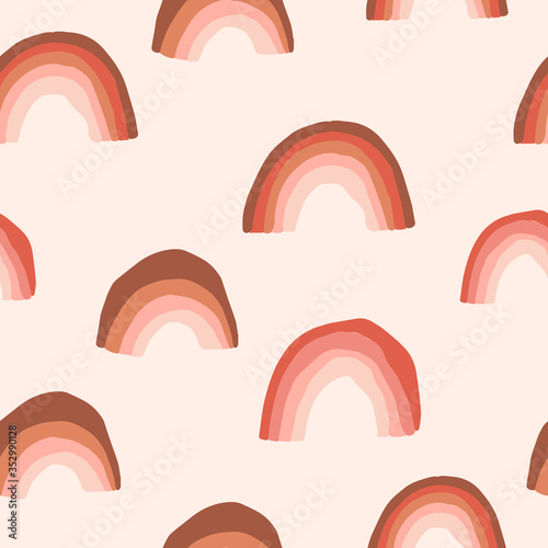 Terra bohemian aesthetic rainbow seamless pattern. Trendy abstract natural background. Earthy simple scandinavian texture for nursery, fashion poster