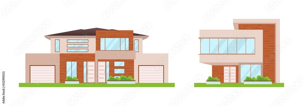Vector illustration of a house on a white background. Cute house. Stay at home. Coronavirus, covid, quarantine, epidemic. Icons for cottages, townhouses, villas, houses, buildings. A hand drawn house