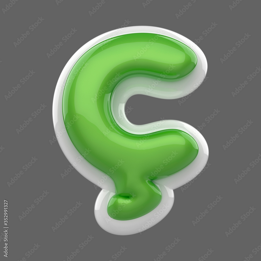 C Rounded Cool Funny Letter Type Reflexive Green Alphabet 3d Typeface For A Funny Title Or Text Stock Illustration Adobe Stock