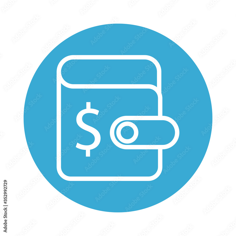 wallet with money dollar symbol line style wallet with money dollar symbol line style