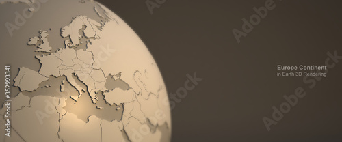 3d rendering continent in earth. earth rendering graphic background. europe countries map.