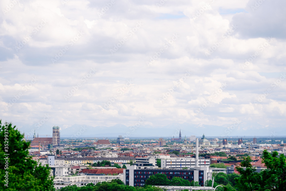 Munich, Germany, May 26th 2019. Panoramic view of the city.