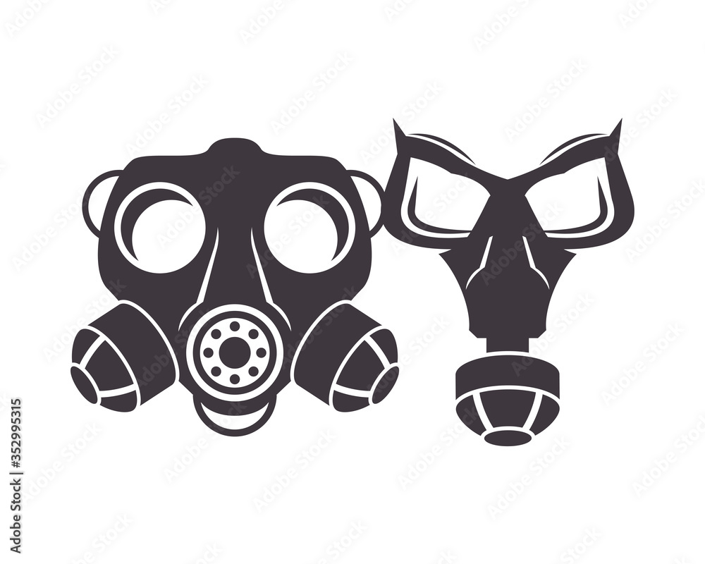 pair of biosafety gas masks icon pair of biosafety gas masks icon