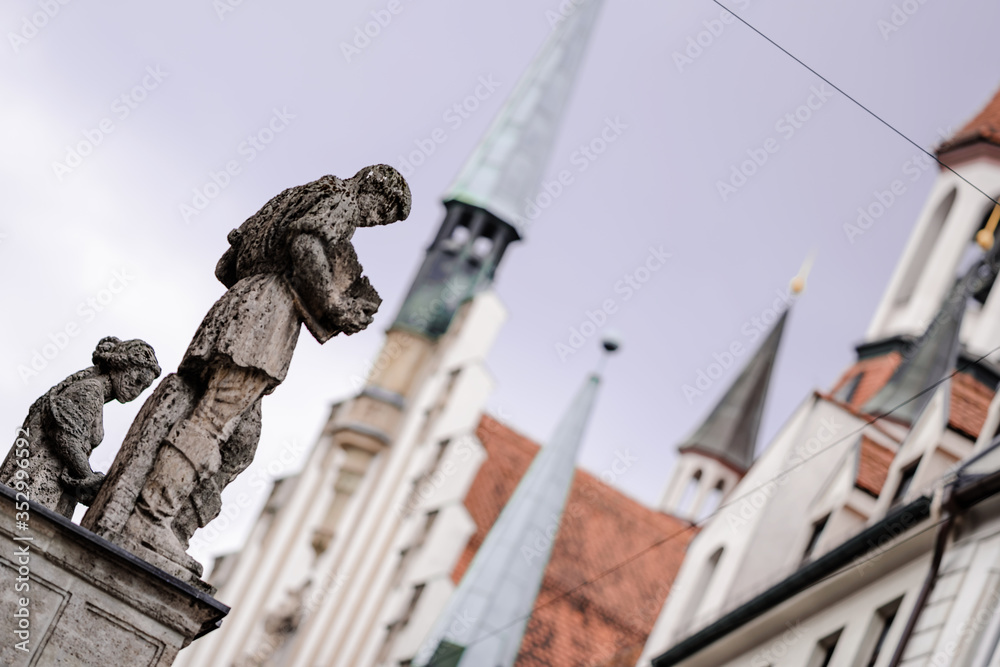 Fototapeta premium Munich, Germany - May 27th, 2019: A Catholic church in Munich, southern Germany.