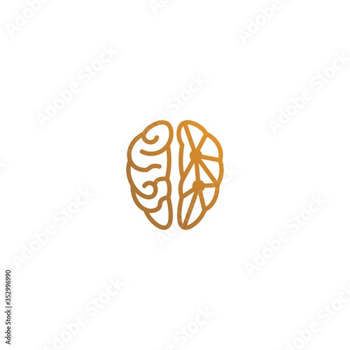 Simple Brain logo design. Tech brain logo.