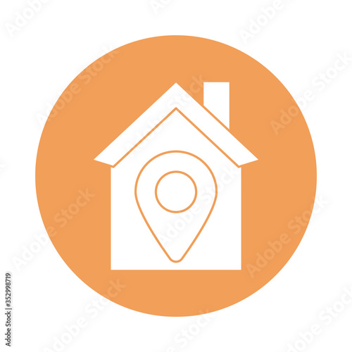 house with pin location silhouette block style