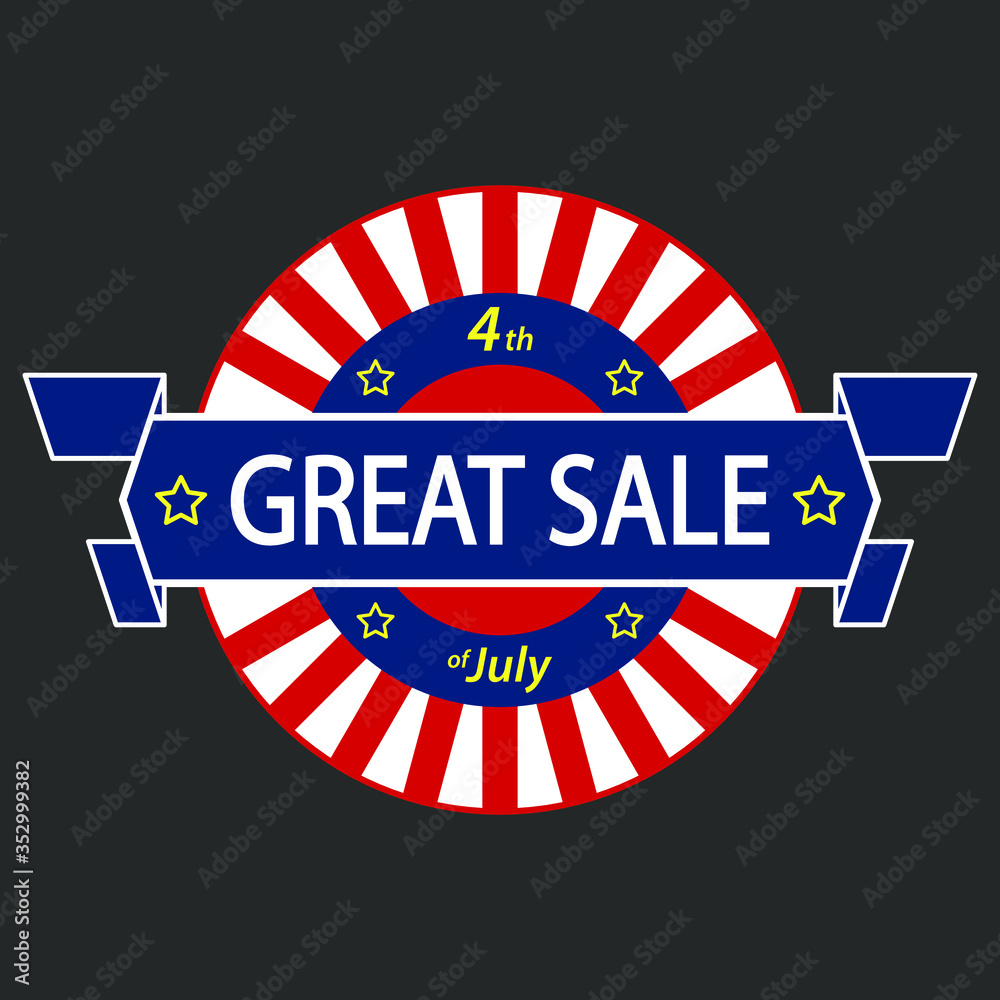4th of July Promotion Badge.
Perfect for American, event, celebration, holiday, sale, promo, etc.
