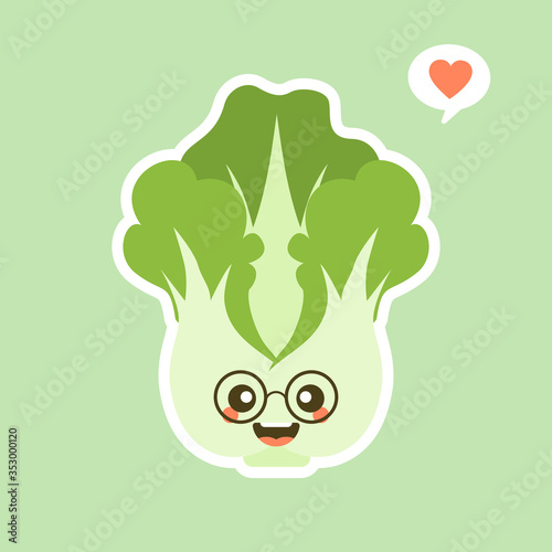 Chinese cabbage character design. Chinese cabbage vector on color background.