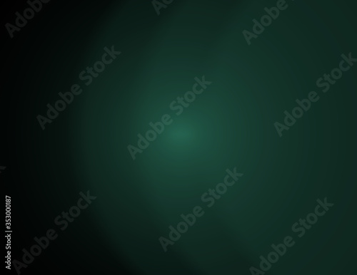 Dark green blurred abstract graphic on black background, color gradient effect, space for text, copy