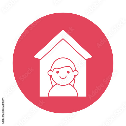 woman in house silhouette block style icon
