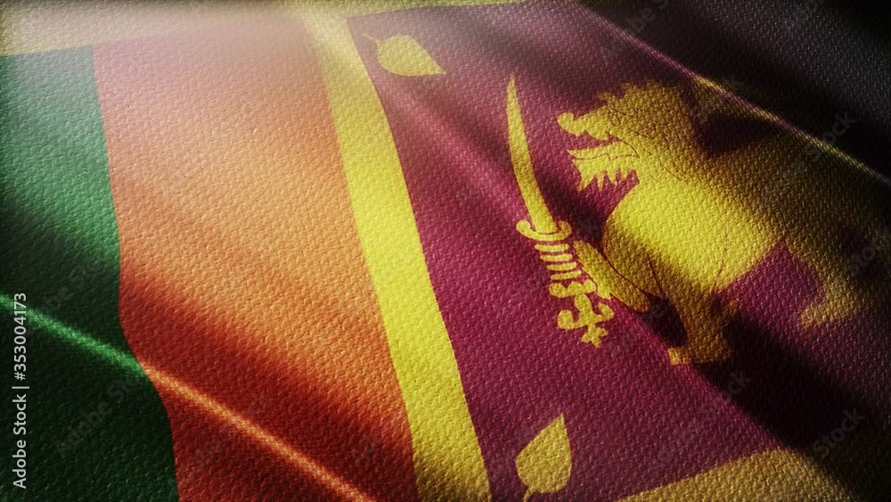 4k Sri Lanka National flag slow waving with visible wrinkles in Sri ...