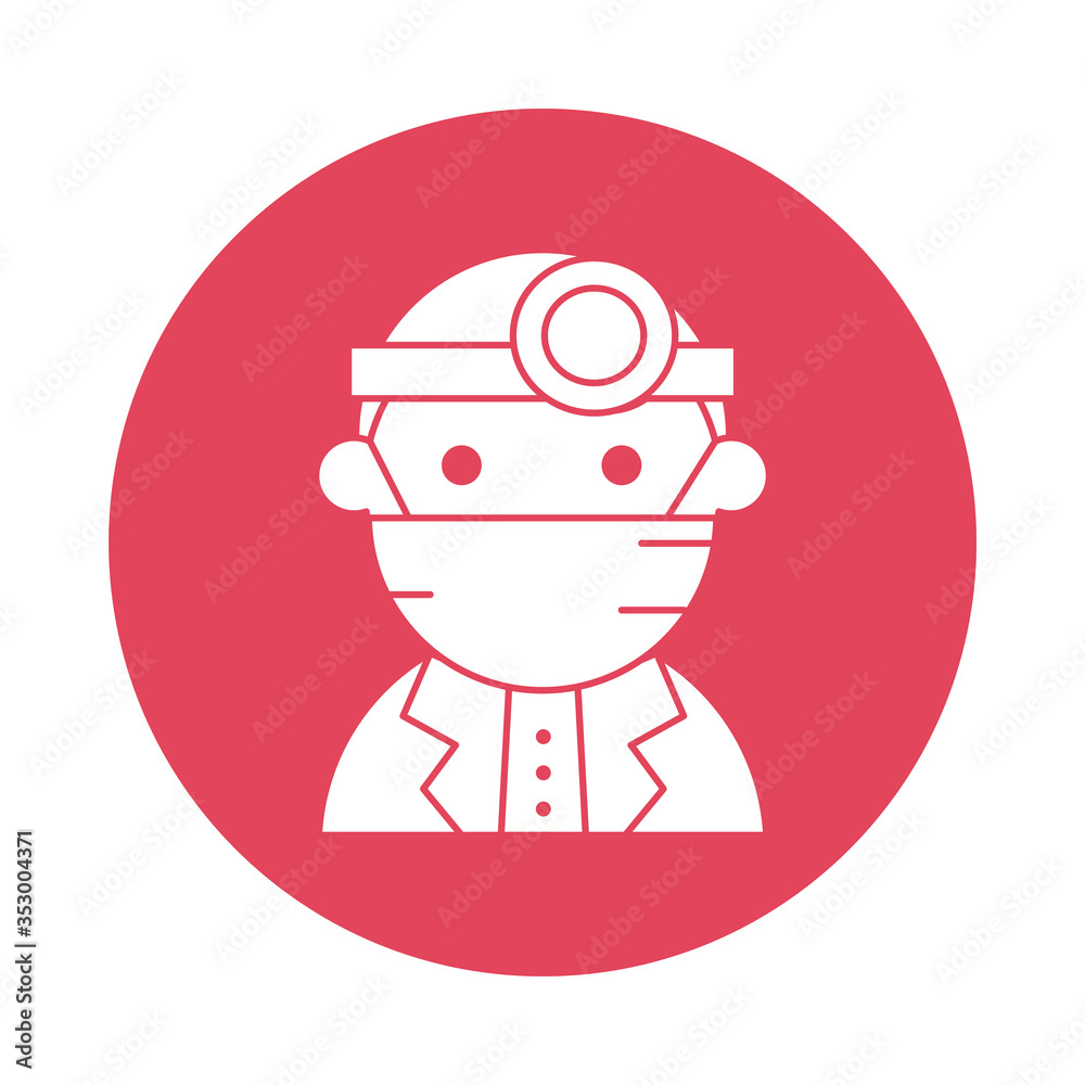 doctor wearing medical mask silhouette block style icon