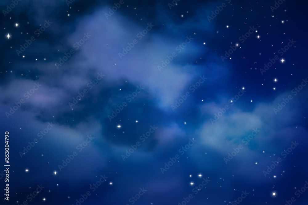 Beautiful view of starry sky with clouds at night