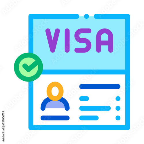 visa document confirmation icon vector. visa document confirmation sign. isolated contour symbol illustration