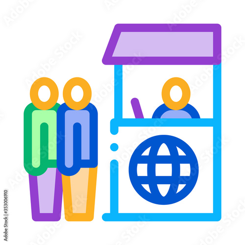 people on check control icon vector. people on check control sign. isolated contour symbol illustration