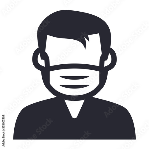 Man wears a virus protection face mask vector icon