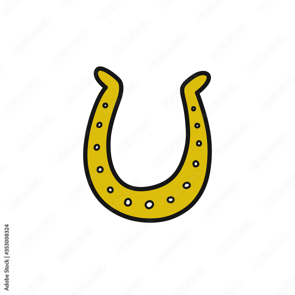 horseshoe doodle icon, vector illustration horseshoe doodle icon, vector illustration
