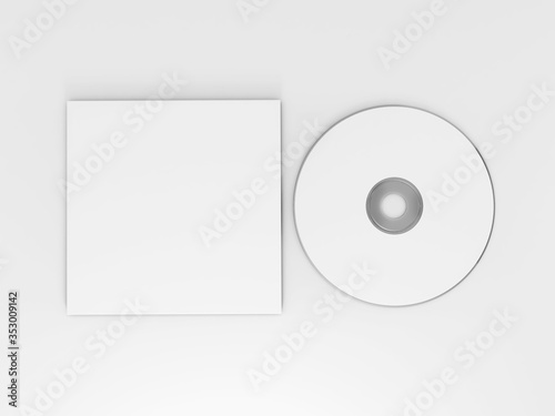 3D Mock up render CD or DVD empty white from side