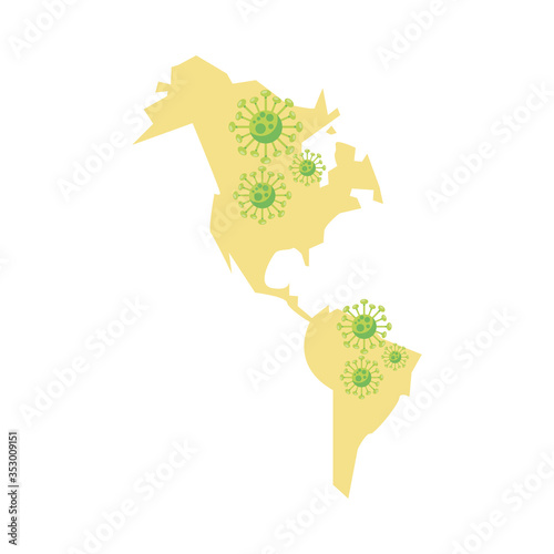 coronavirus particles with new continent map