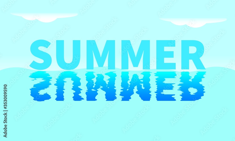 Fototapeta premium Summer Text Replication On Water Concept. Vector Design.