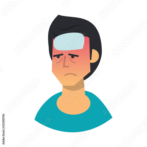 man sick with fever character