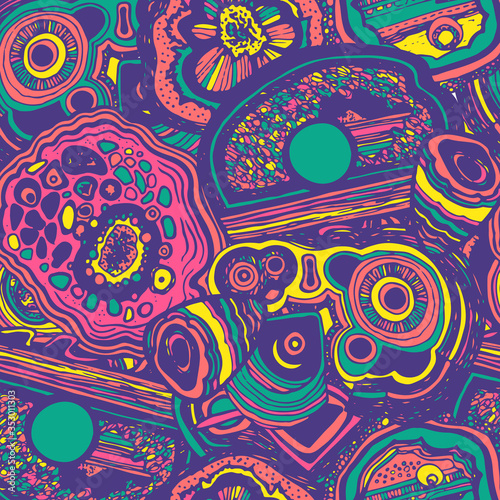 Sketch mineral for decorative design. Druse texture. Abstract pastel neon colors background. Stylish colorful pattern. Vector illustration