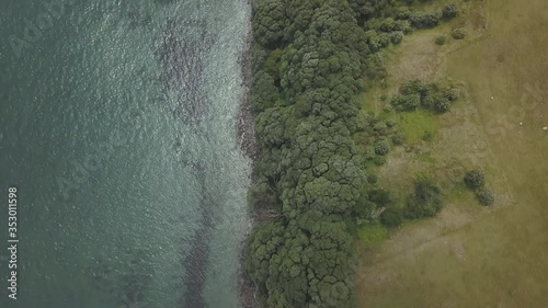 Wallpaper Mural Aerial overhead shot of green forested coastline and turquoise water Torontodigital.ca
