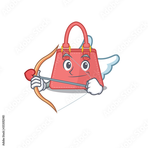 Women handbag in sweet romantic cupid cartoon drawing with arrow