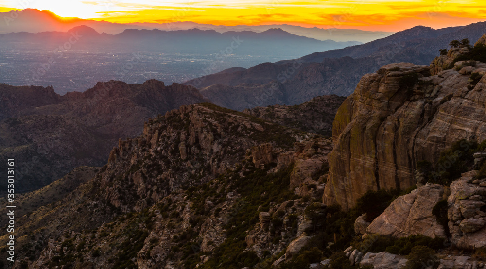 Sunset at Windy Point Vista,Mount Lemmon, Santa Catalina Mountains, Coronado National Forest, Arizona, USA