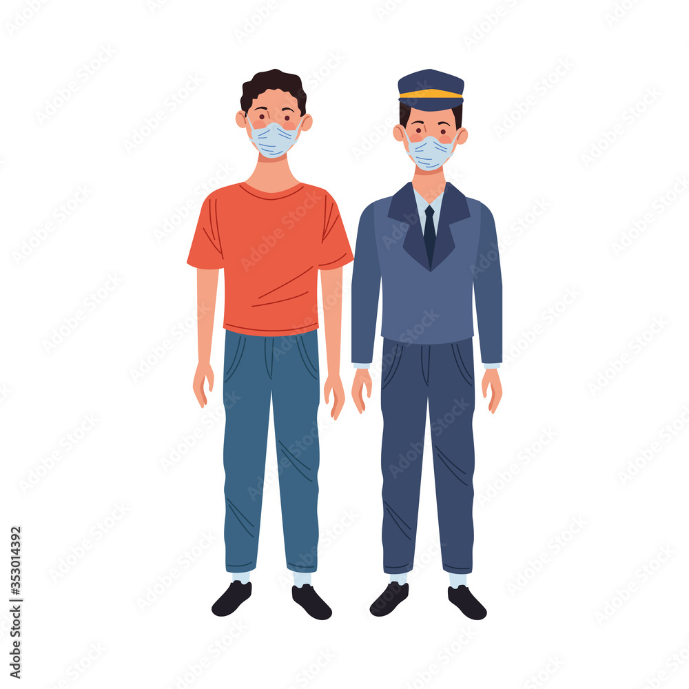 young man and taxi driver using medical mask young man and taxi driver using medical mask