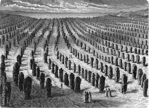 The carnac alignments. vintage illustration. photo