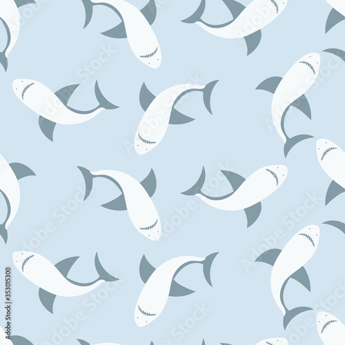 seamless pattern, shark art surface design for fabric scarf and decor 