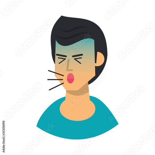 man sick with cough character
