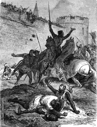 Death of Simon from Montfort, vintage illustration. photo