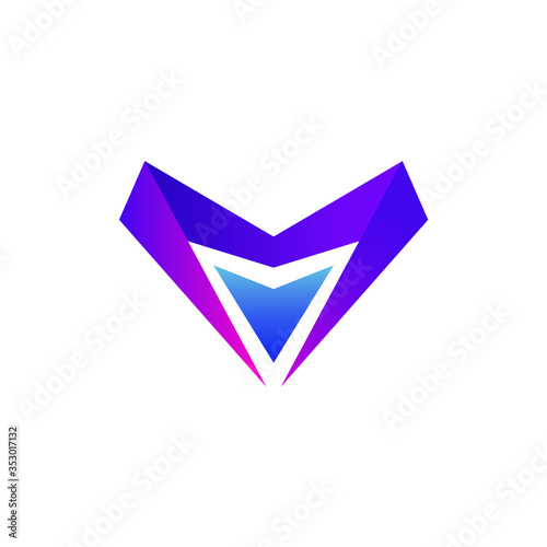 Letter m and v logo design