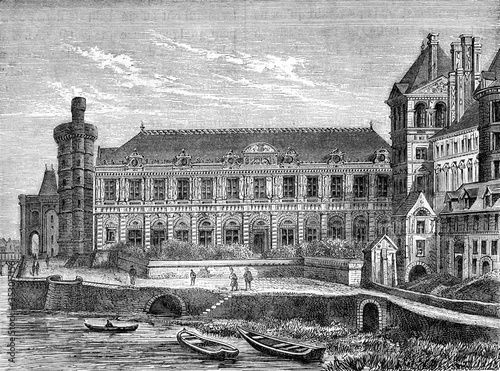The Louvre under Henri IV and Louis XIII, vintage illustration. photo