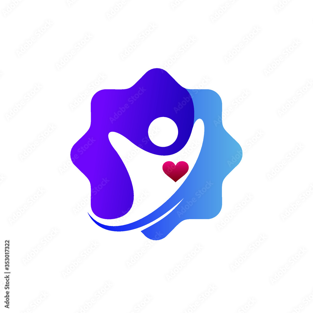 
People with heart shape in health medical logo