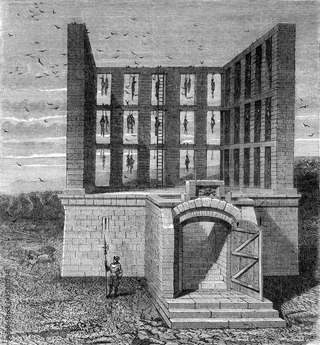 Slika na platnu Gibbet of Montfaucon, vintage illustration.