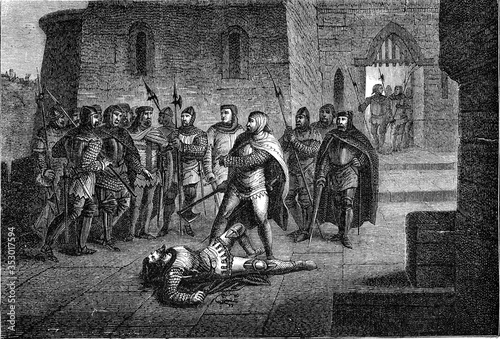 Fotografija Death of Etienne Marcel, vintage illustration.