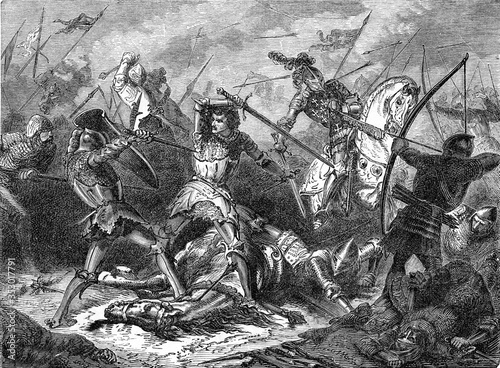 Battle of Agincourt, vintage illustration. photo