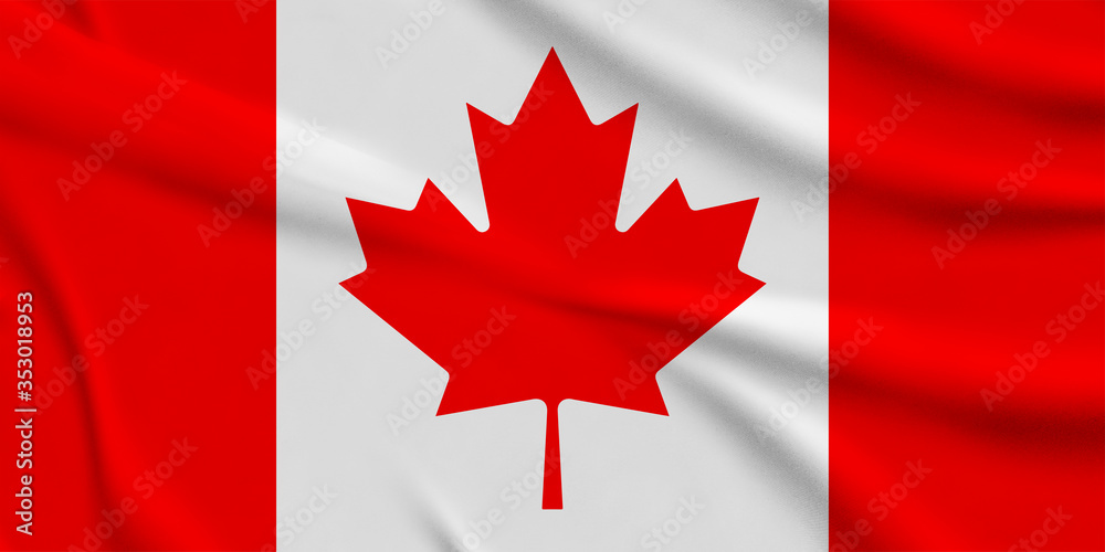 Canada Flag . Closeup , 3D illustration of a waving flag. Canada Flag . Closeup , 3D illustration of a waving flag.