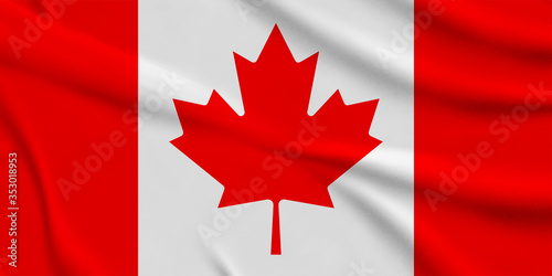 Canada Flag . Closeup , 3D illustration of a waving flag.